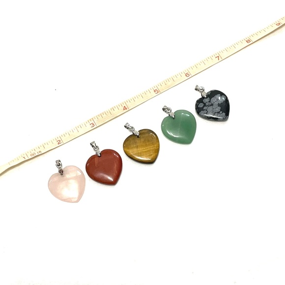 Natural Gemstone Puffy Heart Pendant - Picture 3 of 9